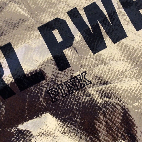 RARE VICTORIAS SECRET PINK METALLIC GOLD REUSABLE TOTE - Picture 4 of 8